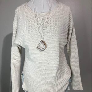 Medium A.N.A. A New Approach Womens Long Sleeve White Sweater Blouse C3605